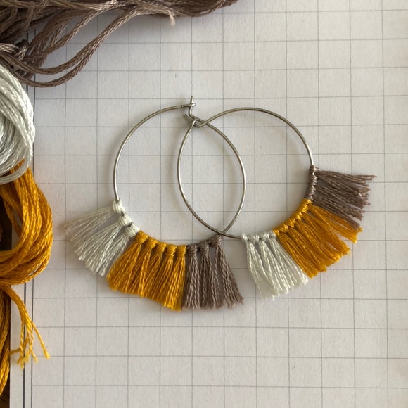 Handmade Tassel Hoop Earrings - Picture 4 of 4